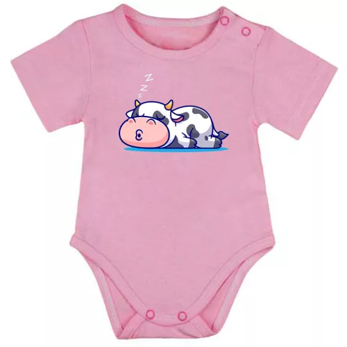 spiaci kravičkas krátky rukáv body pre bábätká ružová