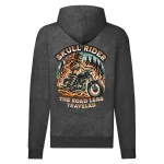 skull rider motorcycle mikina na zips, sivá