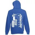claas modrý kruhový sveter na zips na zips s bielym vzorom