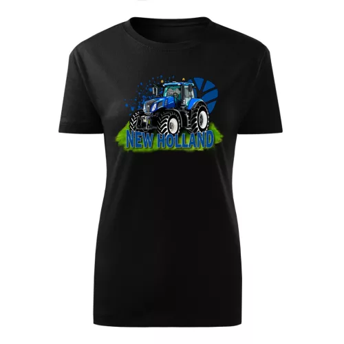 čierne dámske traktorové tričko new holland