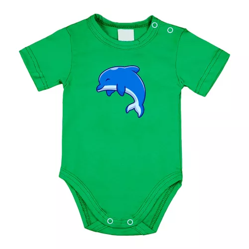 delfín bábätká telo s krátkym rukávom zelená
