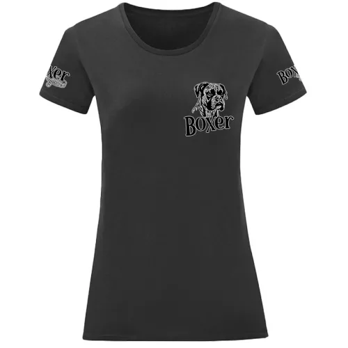 nemecký boxer dámske čierne triko malý vzor