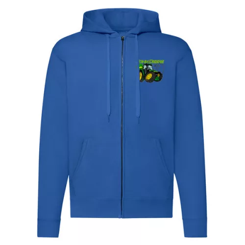 zelený traktor na zips modrá modrá mikina