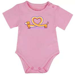 bojčenské telo s krátkym rukávom so srdciou psa ružová