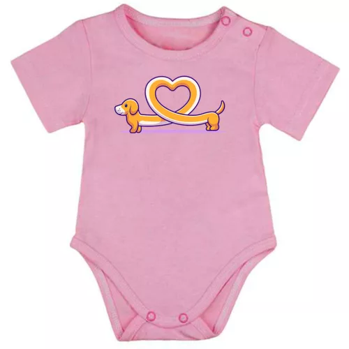 bojčenské telo s krátkym rukávom so srdciou psa ružová