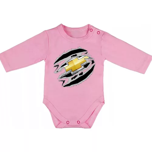 chevrolet ružová dojčenské telo s dlhým rukávom