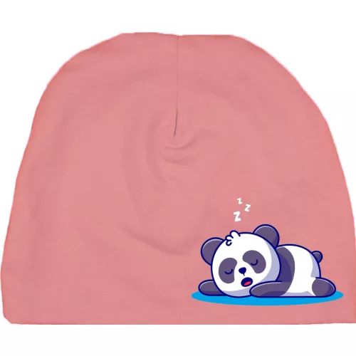 spiaca panda detská čiapka ružová