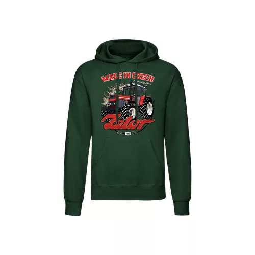 zetor mikina s kapucňou a klokaní vreckom, zelená