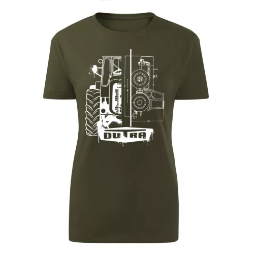 dutra dizajnové zelené dámske tričko biely vzor