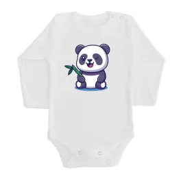 panda dlhý rukáv body pre bábätká biela