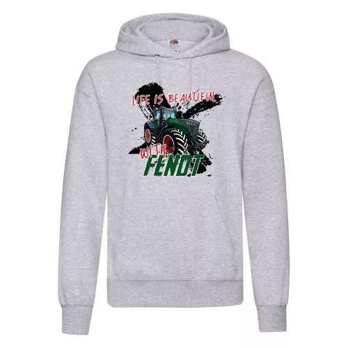 svetlošedý pulóver s kapucňou fend