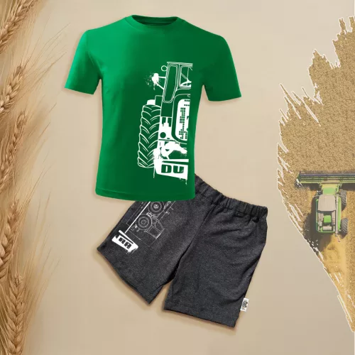 detská súprava s krátkym rukávom a kraťasmi dutra obrys zelená