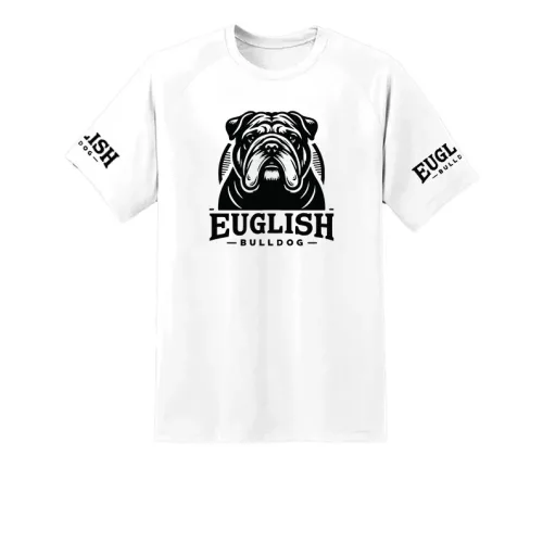 anglický bulldog pánske biele tričko veľký vzor