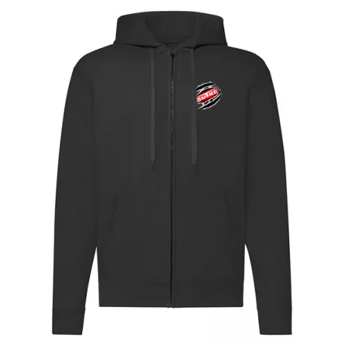 čierny svetr s mikinou s logom dutra