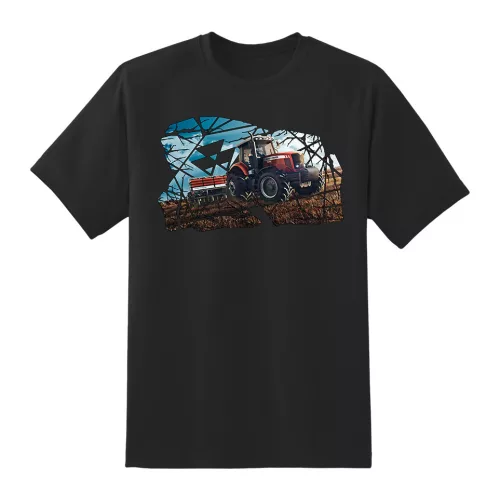 massey ferguson v práci čierne tričko