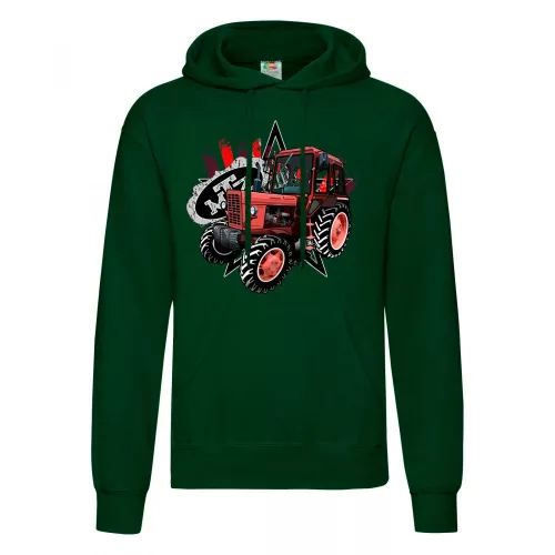 mtz 82 sveter s kapúcou zelený