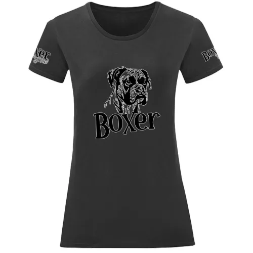 nemecký boxer dámske triko čierne veľký vzor