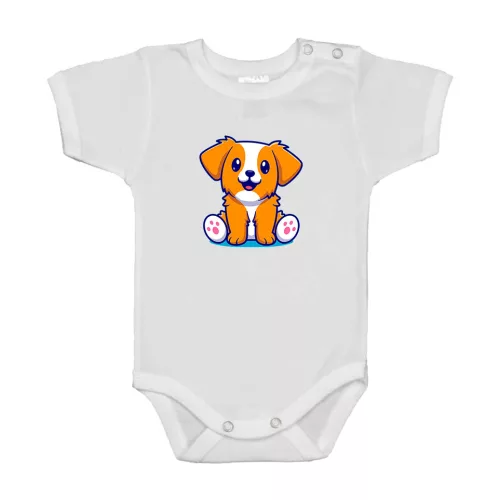 pes krátky rukáv body pre bábätká biely