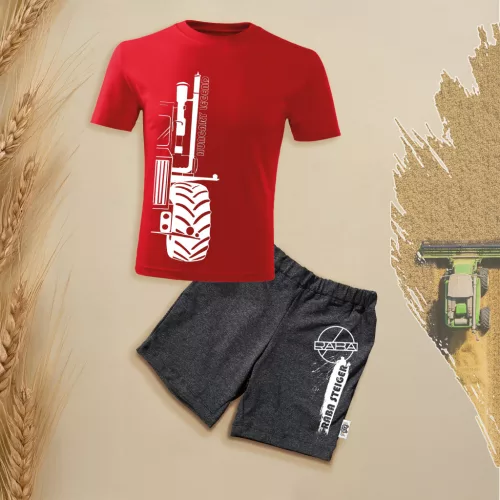súprava detských krátkych rukávov a šortiek steiger outline červená