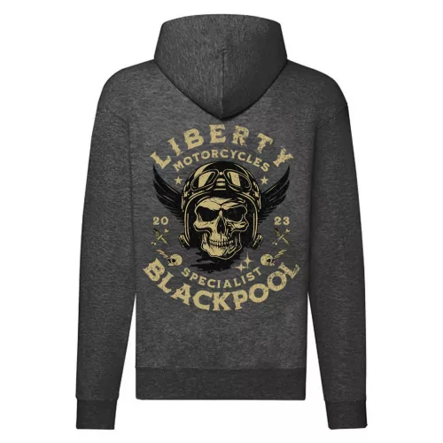liberty motorcycle mikina na zips, sivá