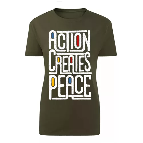 action, creates…zelená dámske tričko