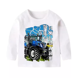 biele detské tričko s dlhým rukávom s new holland