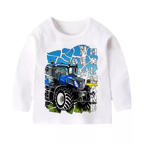 biele detské tričko s dlhým rukávom s new holland