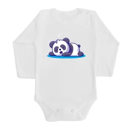 spiaca panda dlhý rukáv body pre bábätká biela