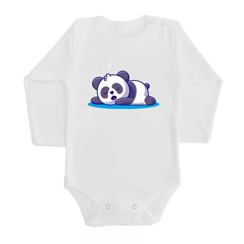 spiaca panda dlhý rukáv body pre bábätká biela