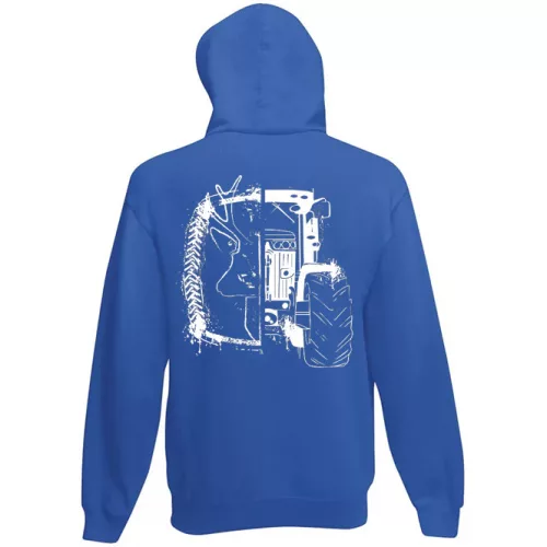 jd modrý kruhový sveter na zips s bielým vzorom