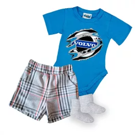   volvo modrá krátky rukáv body pre bábätká + šortky a ponožky
