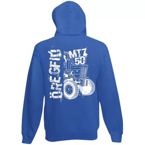 mtz50 modrý kruhový sveter na zips s bielem vzorom