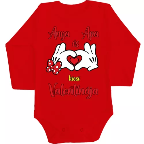 malý valentín mamy a otca! dievčenské body pre bábätká s dlhým rukávom červené