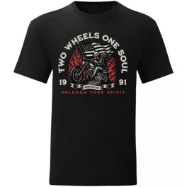 two wheels one soul motorcycle tričko čierne