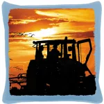 traktor západ slnka modrý bavlnený vanúšek