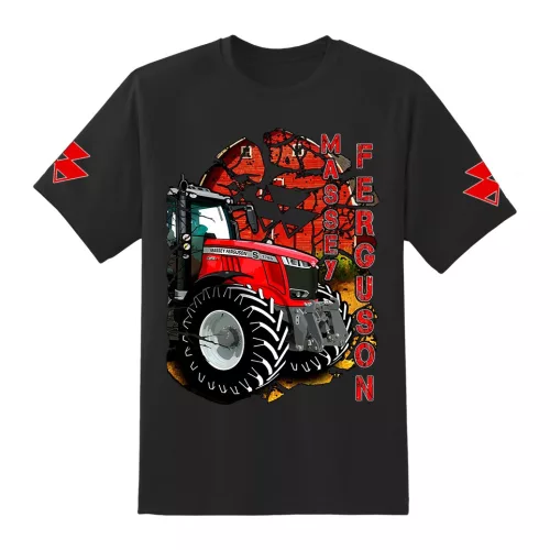 čierne tričko s potlačou massey ferguson