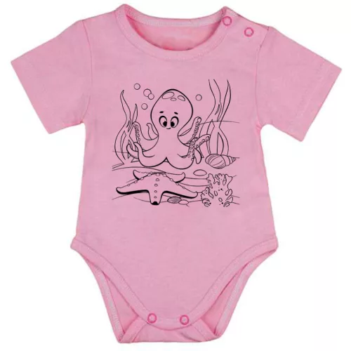 chobotnice s krátkym rukávom body pre bábätká ružová