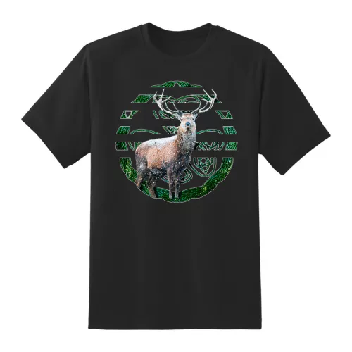 zimné tričko jeleň čierna
