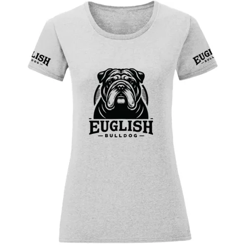 anglický bulldog dámske tričko svetlošedé veľký vzor