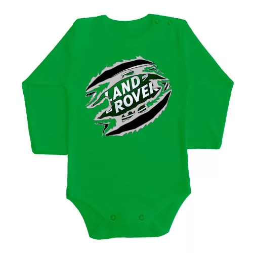 land rover zelené dojčenské telo s dlhým rukávom