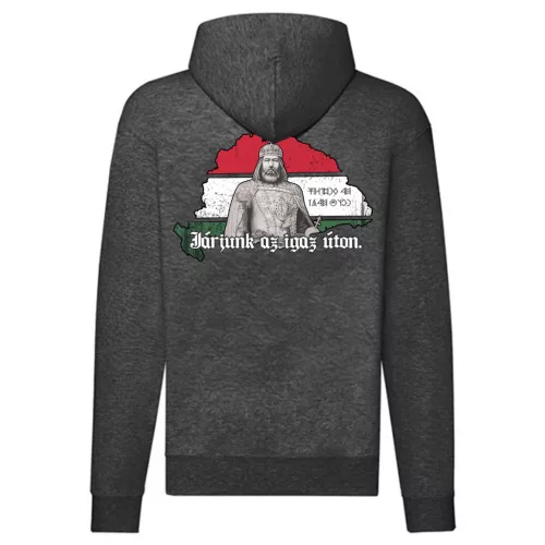 poďme po správnej ceste mikina so zipsom (tmavošedá)