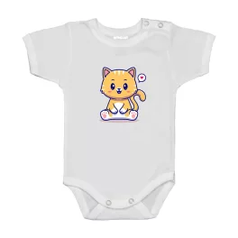 mačiatko body pre bábätká s krátkym rukávom biely