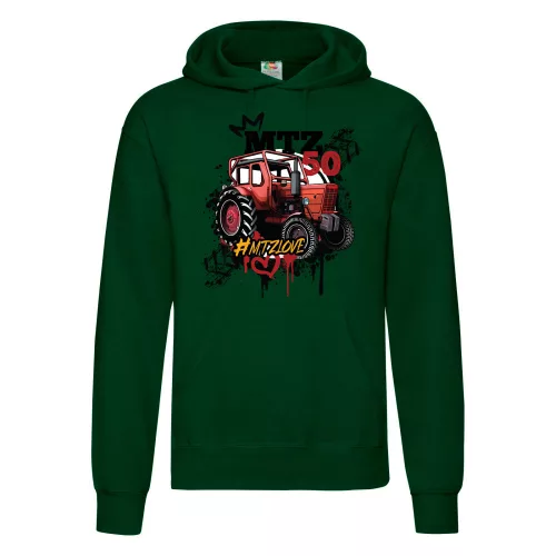 mtz 50 zelená mikina s kapucňou