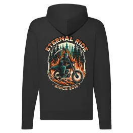 eternal ride motorcycle mikina na zips, čierna
