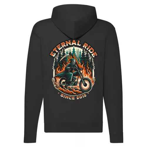 eternal ride motorcycle mikina na zips, čierna