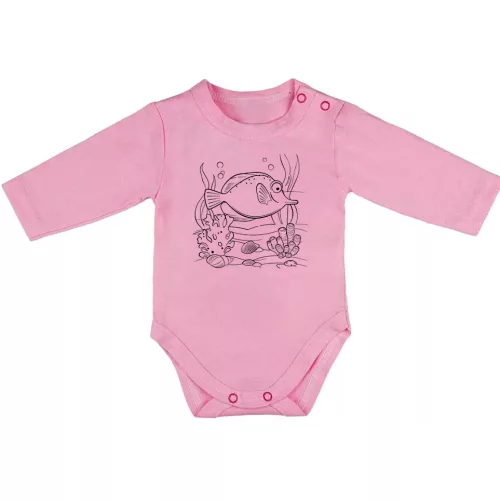 ryby dlhý rukáv body pre bábätká ružová