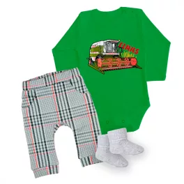   vzor dominator, body pre bábätká zelená dlhý rukáv + nohavice a ponožky
