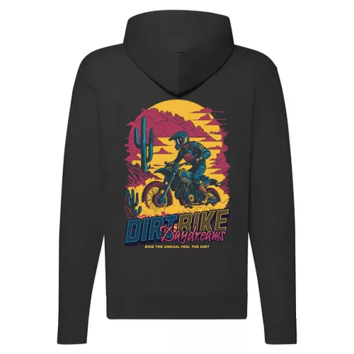 dirtbike motorcycle mikina na zips, čierna