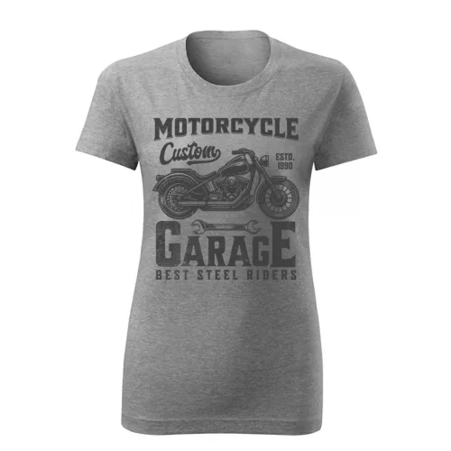 motorcycle garage dámske tričko sivá