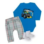 dutra vzor, ​​body pre bábätká modrá long + nohavičky a ponožky